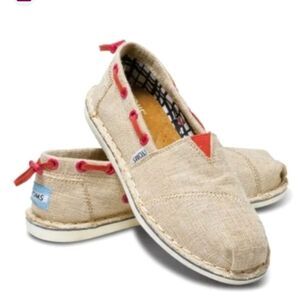 Tom's Natural Burlap Bimini Stitchouts Classics Boho Cream Pink ish Red …